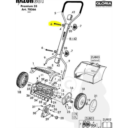 [BR15205] Vis m6x140 din931 pour tondeuse Brinli Razorcut premium 38, 15205, BR15205