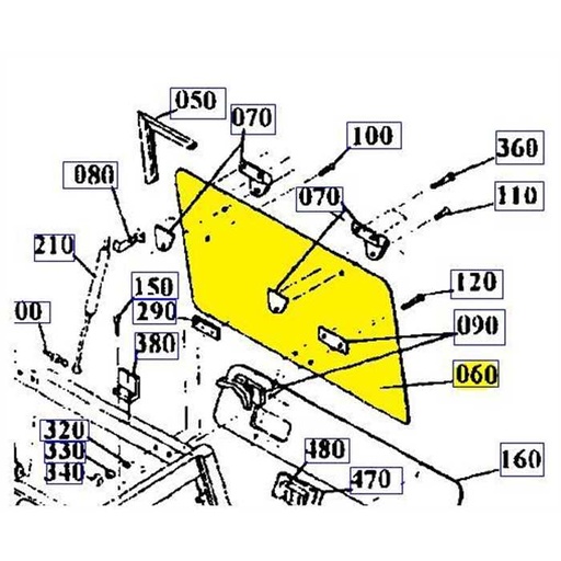 [00695-55541] Vitre KUBOTA série B-ST-STV, 0069555541, 00695-5554-1