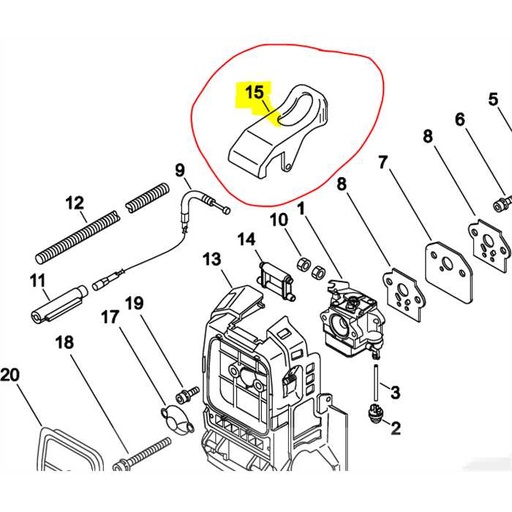 [A235-000100] Bouton de couvercle ECHO srm350es apres 2015, A235-000101, ECA235000101