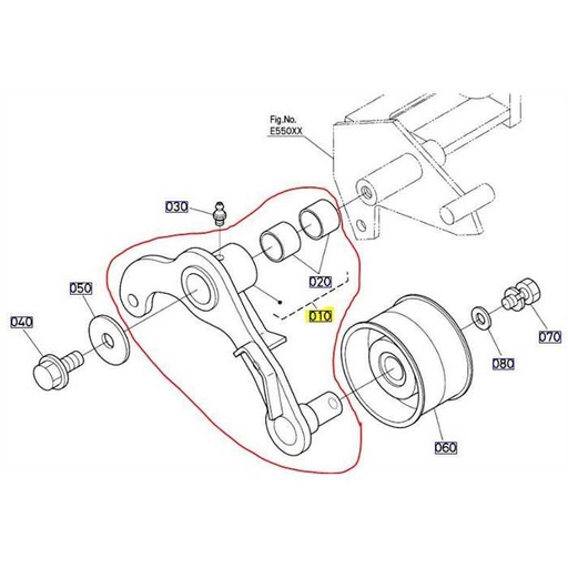 [K2053-91602] Bras tendeur poulie PTO avant KUBOTA G23-G26, K2053-91602, K205391602, K2053-15670, K205315670