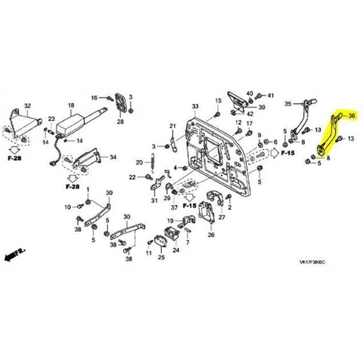 [80583-VK1-003] Bras de support gauche bac de ramassage Honda HF2622HTE, 80583VK1003, 80583-VK1-003