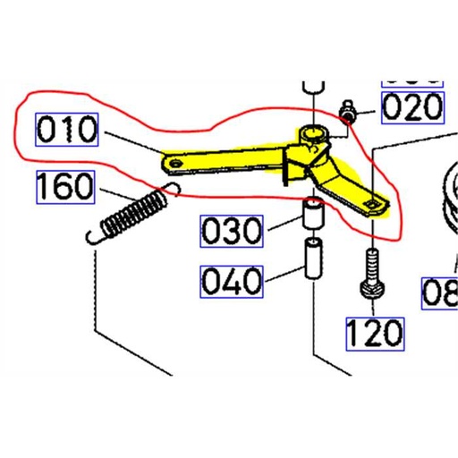 [K5253-34734] Bras de tension poulie de lame KUBOTA GR1600, K525334734, K5253-3473-4, K525334732, K5253-34732