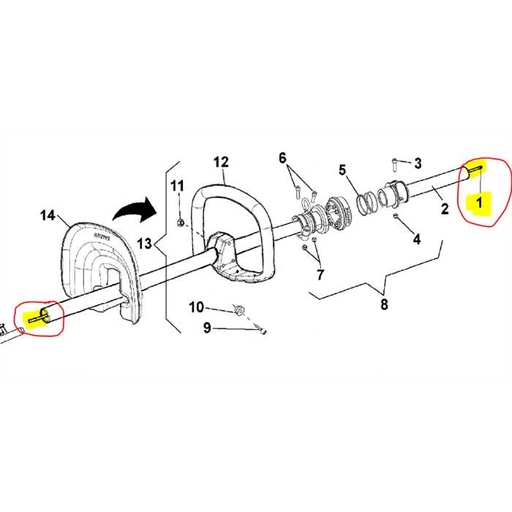 [AC-21257] Axe de transmission ACTIVE mtp150 - longueur 745mm, 21257, AC21257