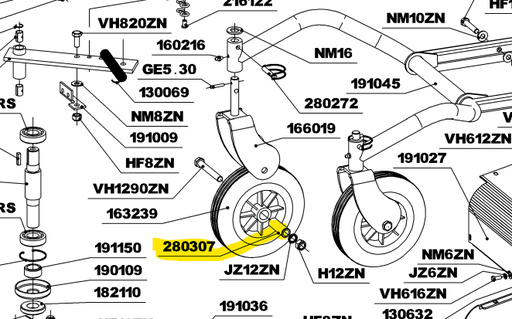 [RL0302020121] Buselure roue avant recato 60, 280307, RL280307, RLRL0302020121, RL0302020121