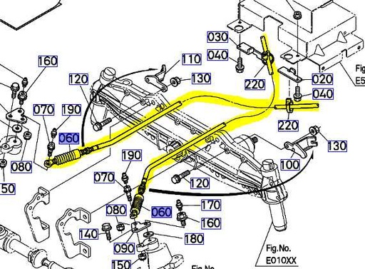 [K1261-41752] Cable de direction KUBOTA GR2100-ii, K126141752, K1261-41752