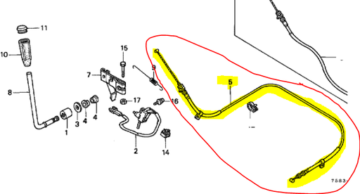 [75187-758-020] Cable embrayage de PTO HONDA H4514H, 75187-758-020, 75187758020, 75187-758-010, 75187758010, 75187-758-000, 75187758000