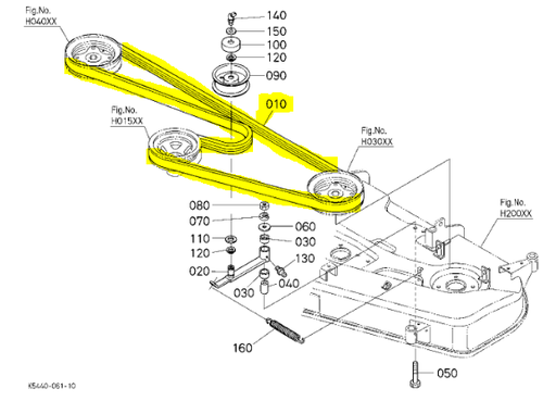 [K5351-34710] Courroie de lame KUBOTA G2160 - RCK54 double 112, K5351-34710, K535134710