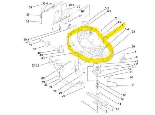 [99-5847] Plateau de coupe nu Toro Wheel Horse H380XL, 99-5847, 995847